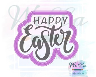 Happy Easter Cookie Cutter with Optional Stencil, Easter Cookie Cutter