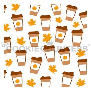 Latte Cups 3 Piece Stencil Set, Latte Cookie Stencil, Fall Background Cookie Stencil, Autumn Cookie Decorating Stencils, Fall Stencil