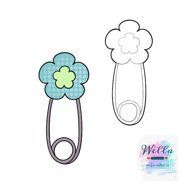 Flower Baby Safety Pin Cookie Cutter