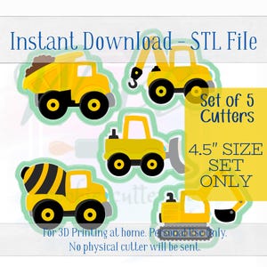 Digitale STL-Datei - Bauarbeiter-Set Ausstechformen - 5-teiliges Set - nur 4,5-Zoll-Größen sind in dieser Auflistung enthalten