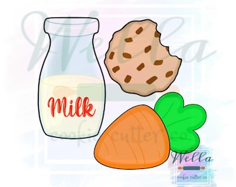 Biscotti per Babbo Natale - Latte - Biscotto - Set di formine per biscotti a forma di carota, Set di formine natalizie, Formina per biscotti a forma di renna a forma di carota