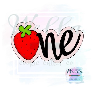 Strawberry ONE Cookie Cutter with Optional Stencil