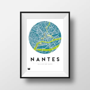Poster/Affiche de la ville de Nantes, Carte de Nantes, City map A3 ou A4