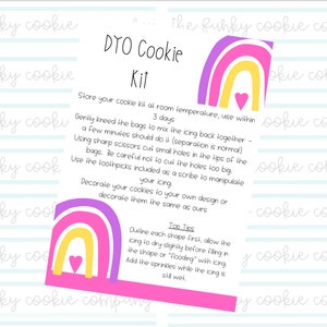 Decorate Your Own Cookie Kit Instructions, Purple Rainbow - Digital Download 4 Cards