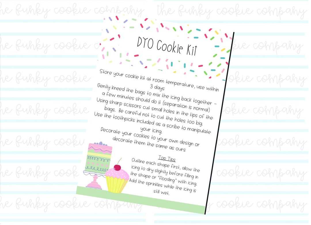 Decorate Your Own Cookie Kit Instructions, Cake Theme Digital Download