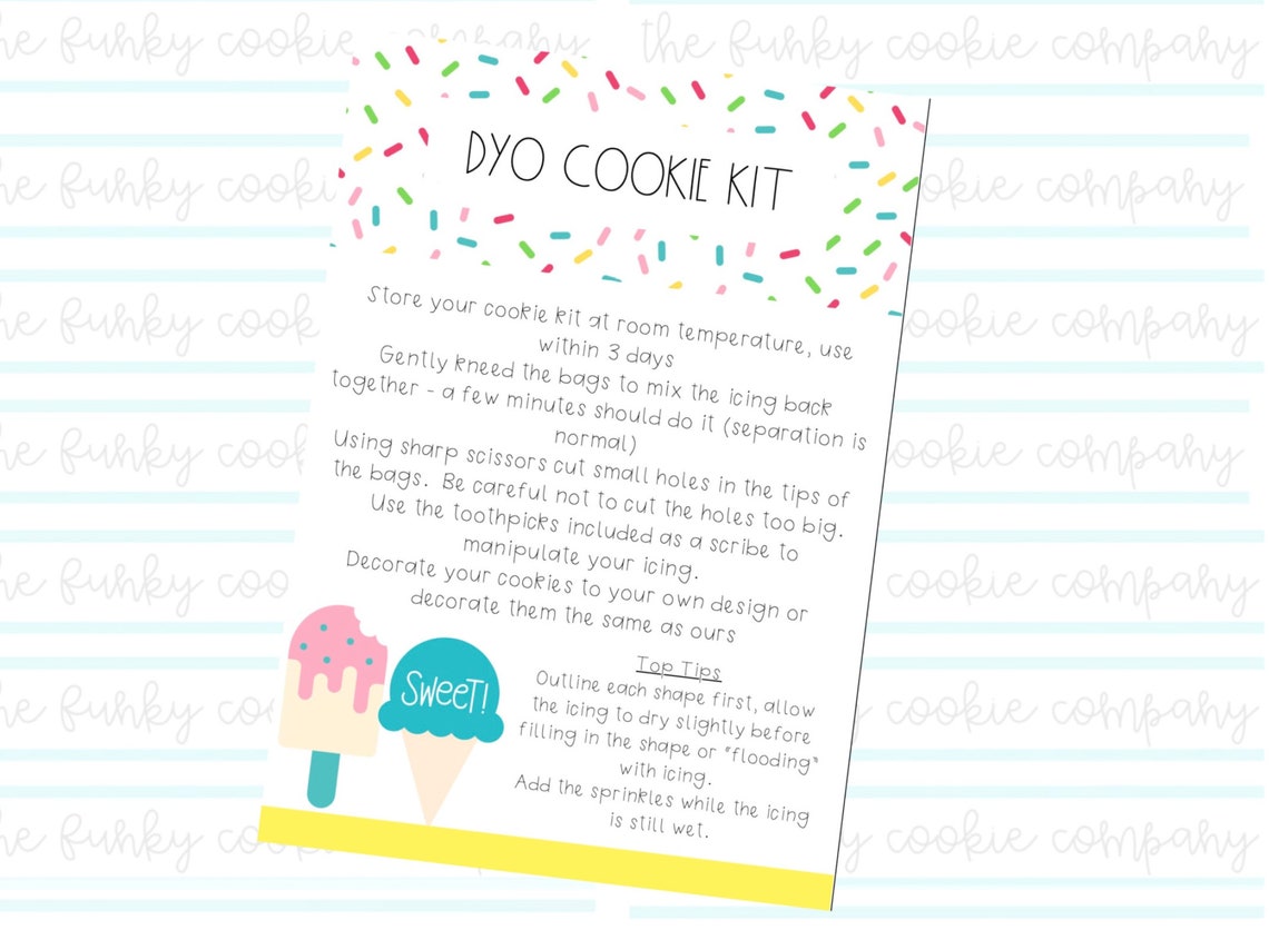 Decorate Your Own Cookie Kit Instructions Ice Cream Theme Etsy