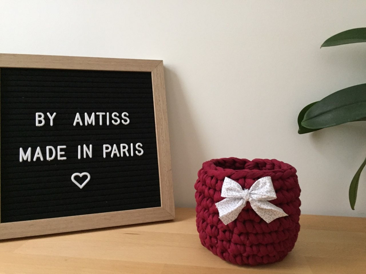 Panier de Rangement Rouge Bordeaux, Salle Bain, Panier Bébé, Maquillage, Tissu Recyclé, Corbeille Cr