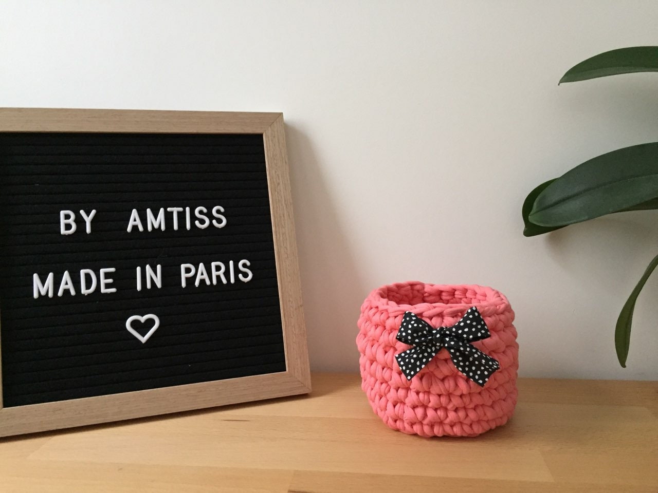 Panier de Rangement Rose, Salle Bain, Panier Bébé, Maquillage, Tissu Recyclé, Corbeille Au Crochet