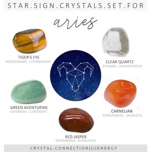 ARIES Zodiac Crystals Set | Crystals Stones for Aries | Zodiac Crystal Set | Star Sign pouch stones | Wellness Set |  Zodiac Crystal Gift