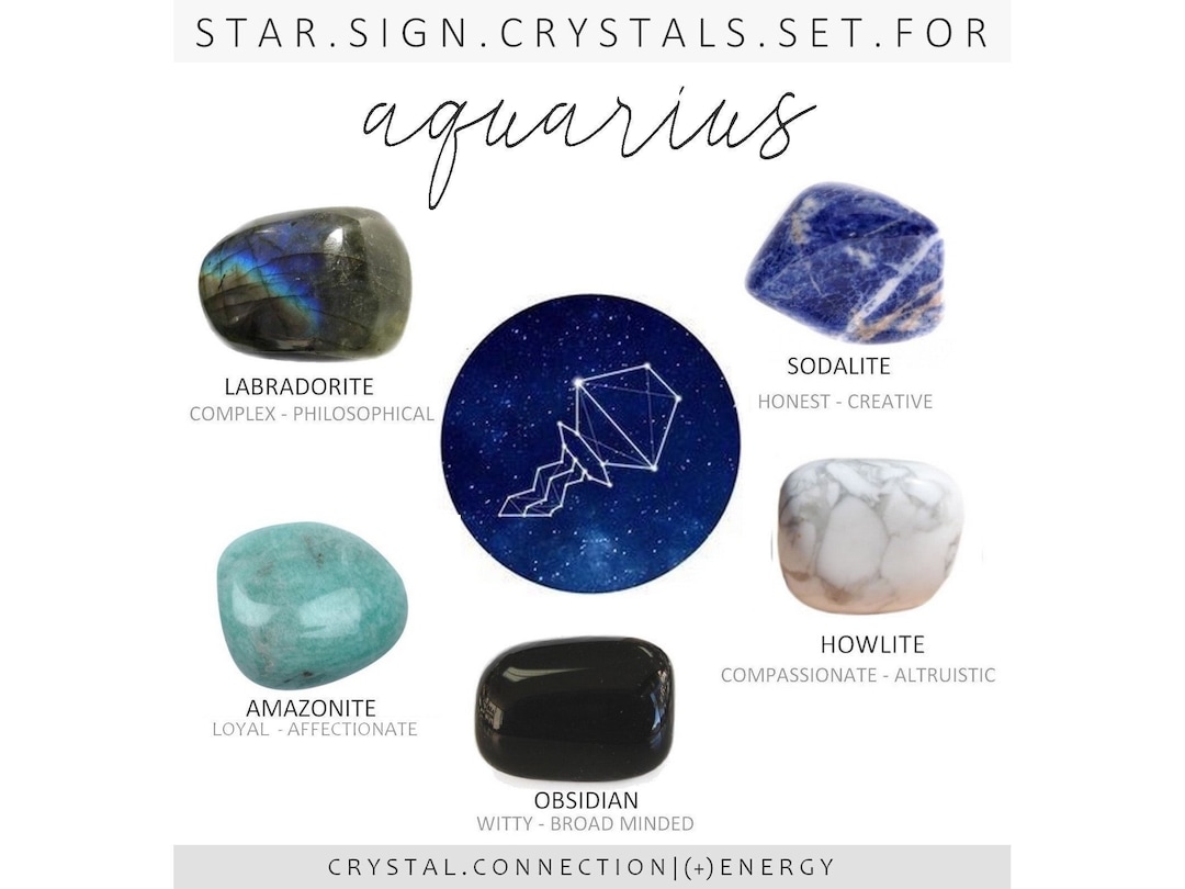 AQUARIUS Zodiac Crystals Set Stones for Aquarius Zodiac Etsy