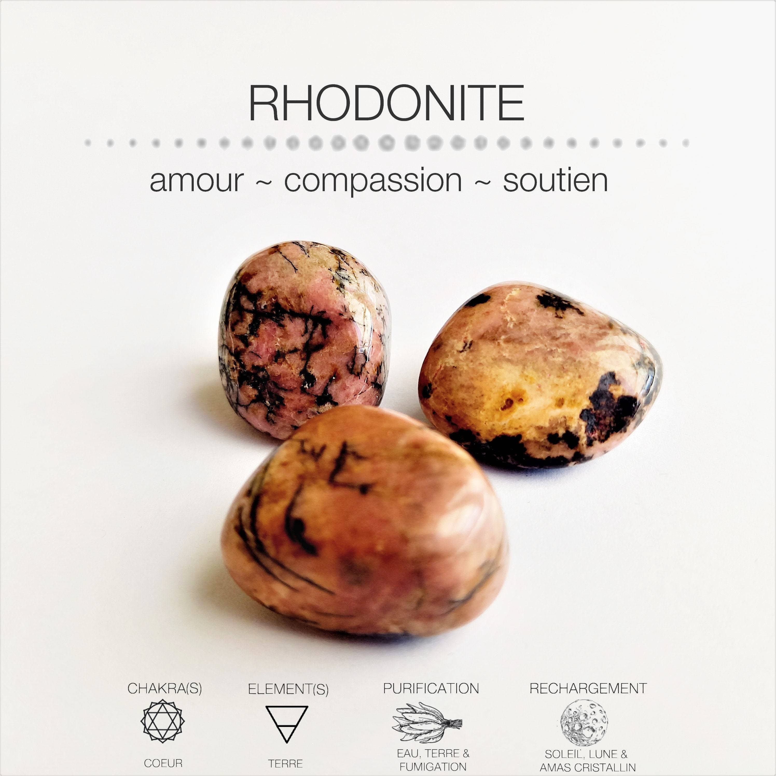 Rhodonite Poli // Rhodonite Pierre Roulée Rose