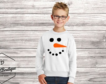 Snowman Face Graphic Mens Womens Long Sleeve Snow Man Print Sweatshirt Shirt