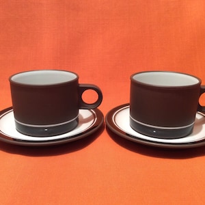 Lovely 1970s Hornsea Contrast cups & saucers (sold in pairs), 1970s tea cups, Hornsea Contrast jug, Contrast sugar bowl, Lancaster Vitramic