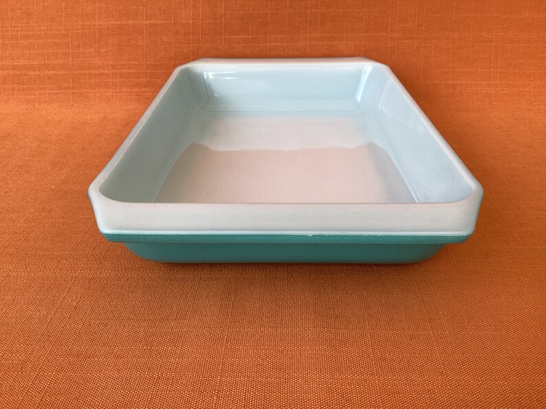 1950s Pyrex Snowflake space saver in turquoise, vintage Pyrex turquoise Snowflake, 1950s Pyrex Gaiety turquoise shallow spacesaver image 3