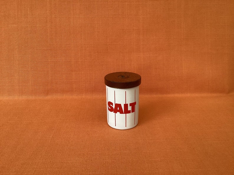 1980s Hornsea Brown Stripe Jam and Marmalade jars sold separately, Hornsea Stripe Salt and Pepper pots, Hornsea Green Stripe, Red Stripe Red Stripe Salt