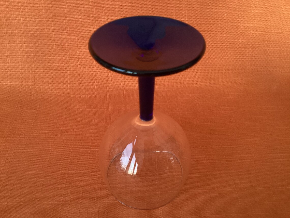 Lovely Set of 4 Luminarc Wine Glasses With Cobalt Blue Stems Etsy UK