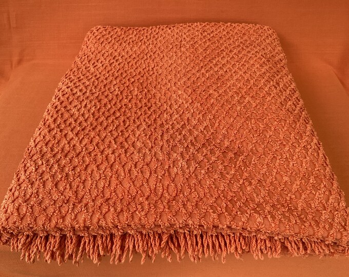 Retro Orange 1970s Candlewick Bedspread double Bed Size Etsy