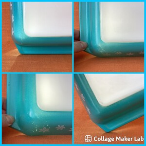 1950s Pyrex Snowflake space saver in turquoise, vintage Pyrex turquoise Snowflake, 1950s Pyrex Gaiety turquoise shallow spacesaver image 8