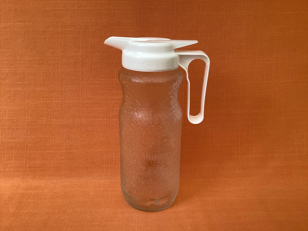 1970s Sunquick Textured Glass Juice Jug With White Lid, Retro Danish ...