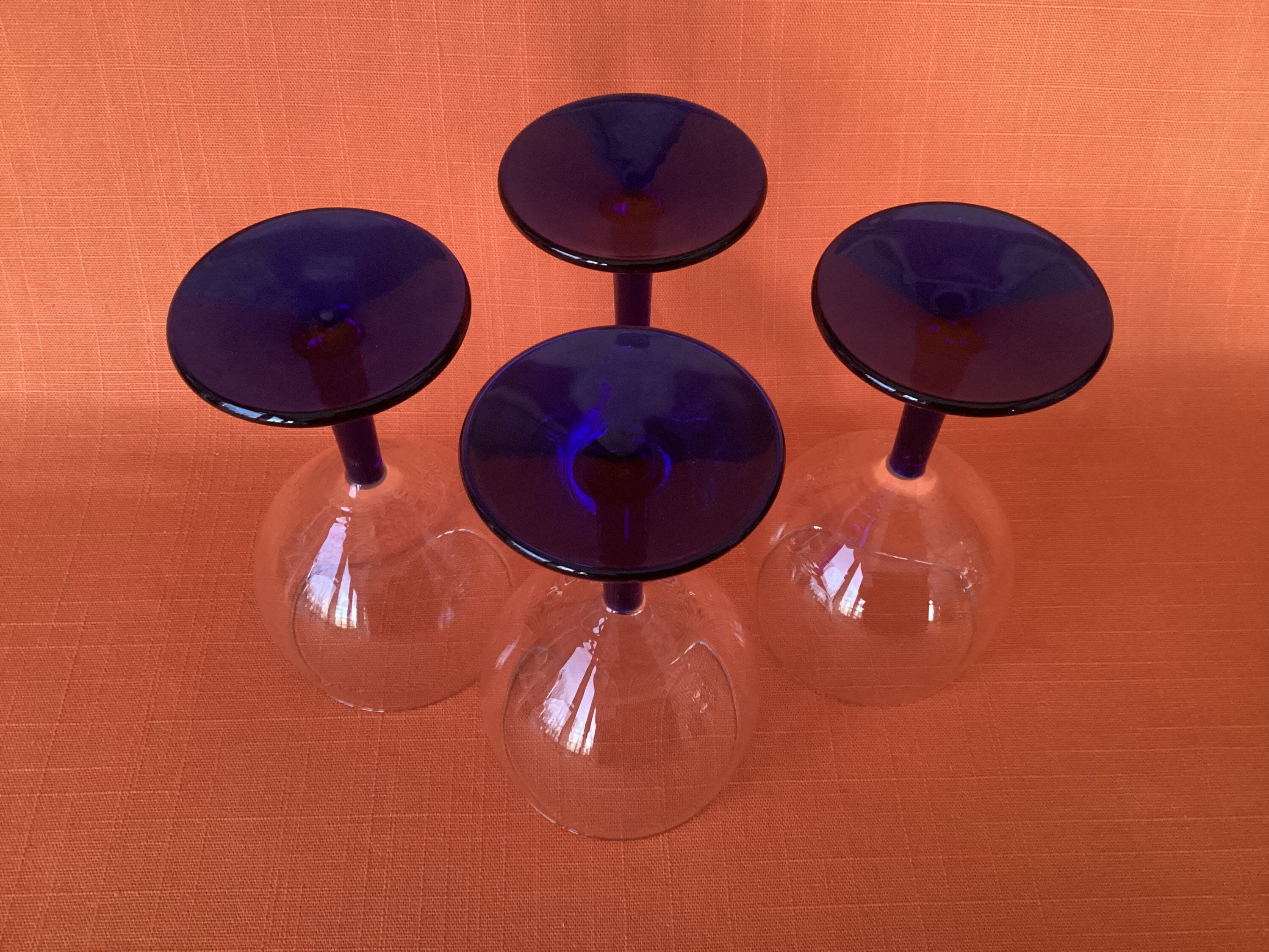 Lovely Set of 4 Luminarc Wine Glasses With Cobalt Blue Stems Etsy UK