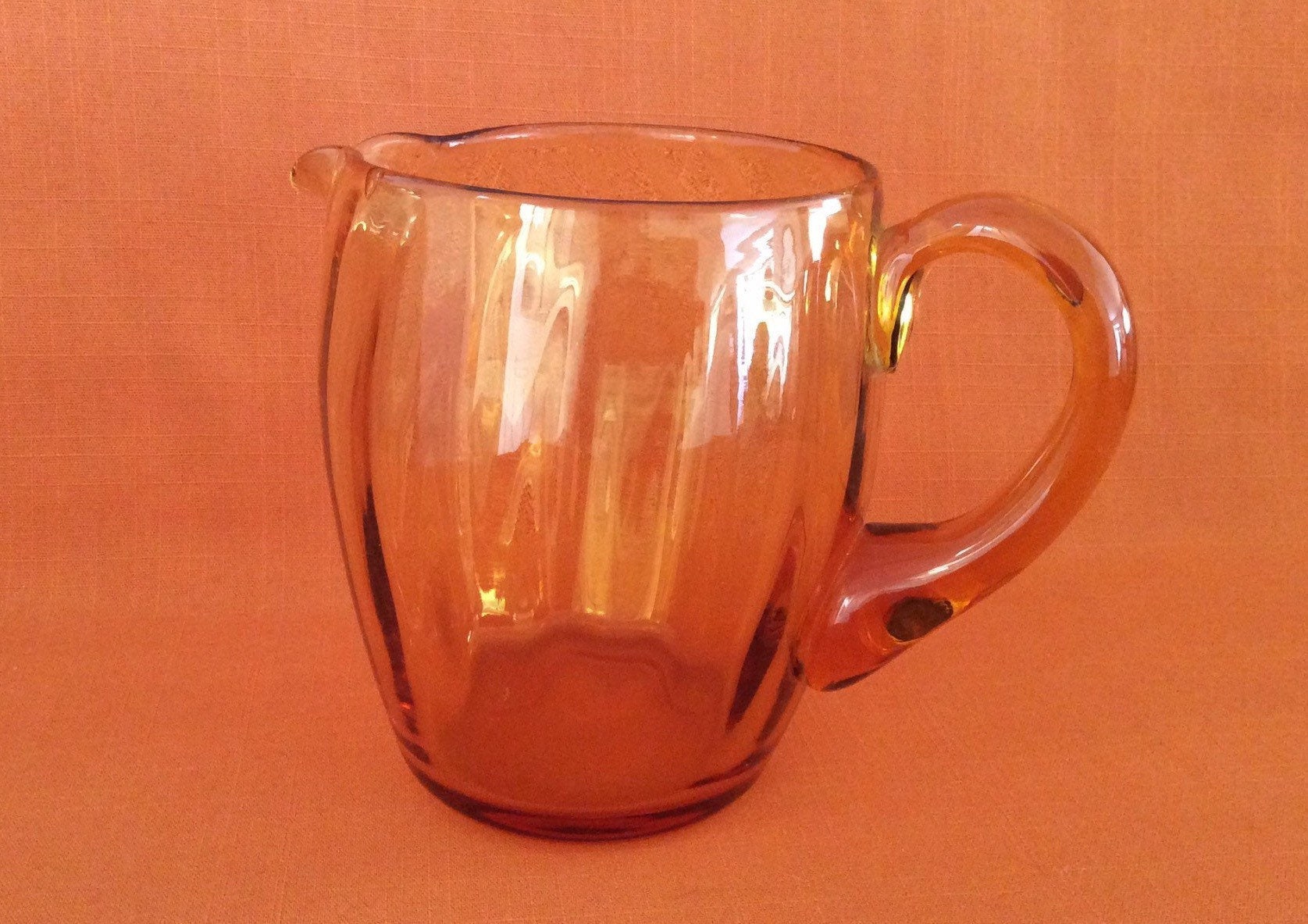 Lovely 1970s Fluted Amber Glass Jug Vintage Amber Glass Jug Etsy UK