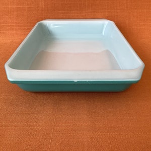 1950s Pyrex Snowflake space saver in turquoise, vintage Pyrex turquoise Snowflake, 1950s Pyrex Gaiety turquoise shallow spacesaver image 5