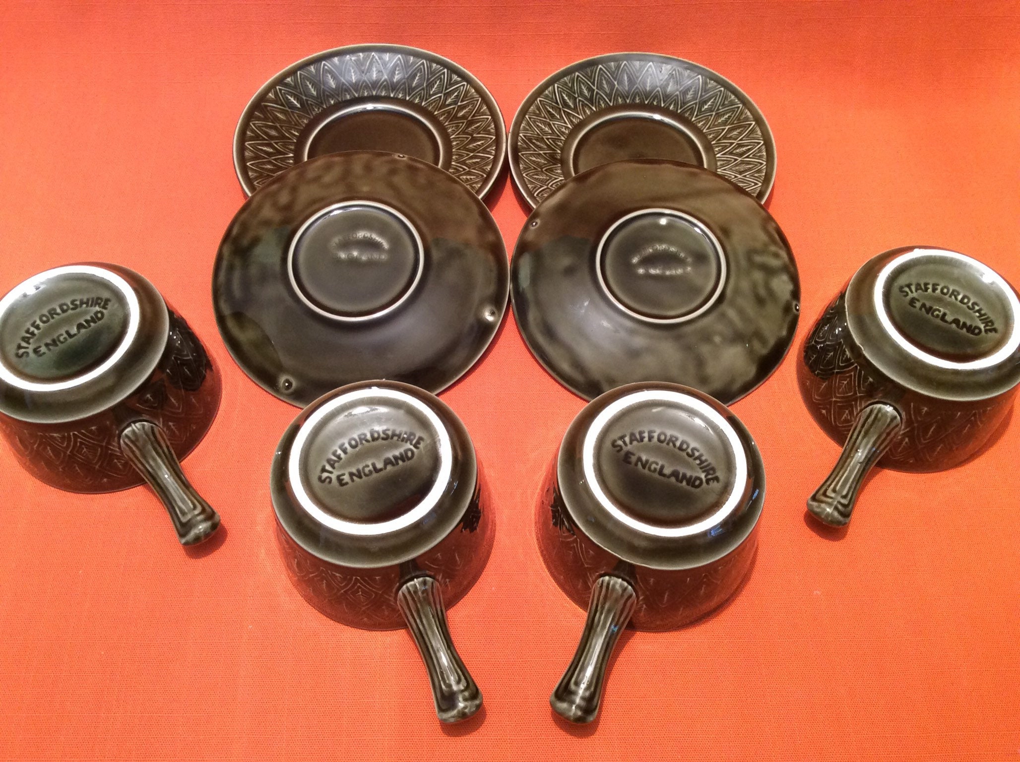 Set of 4 retro soup bowls with handles and saucers classic Etsy