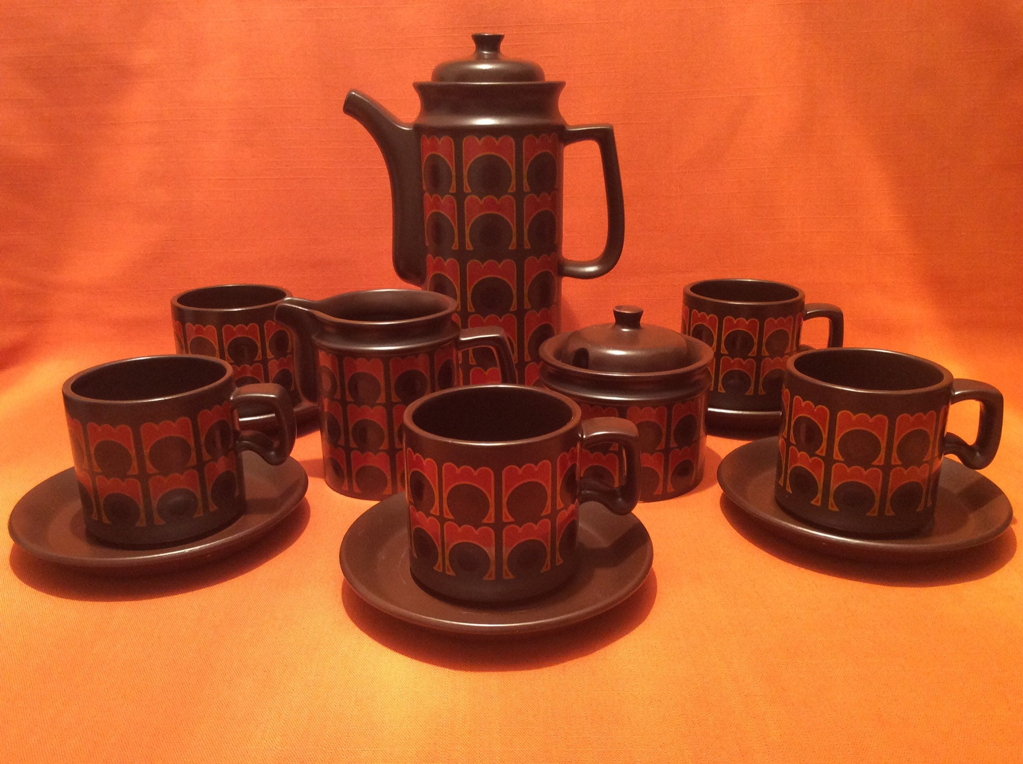 Fantastic 1970s Arthur Wood coffee pot Arthur Wood 1970s cups Etsy