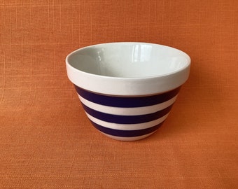 Vintage Staffordshire Potteries ‘Cordon Bleu’ Chefware pudding basin, vintage blue & white striped pudding basin, Christmas pudding bowl