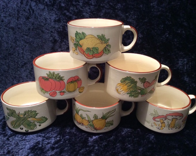 Complete Set of 6 Retro Soup Bowls With Handles Each One With Etsy