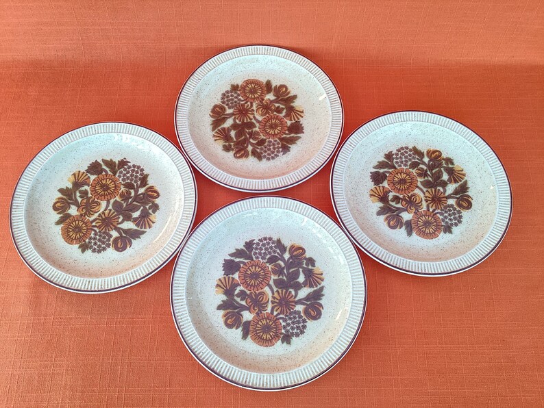 1970s Poole Pottery Tea Plates set of 4 in the Thistlewood Etsy UK