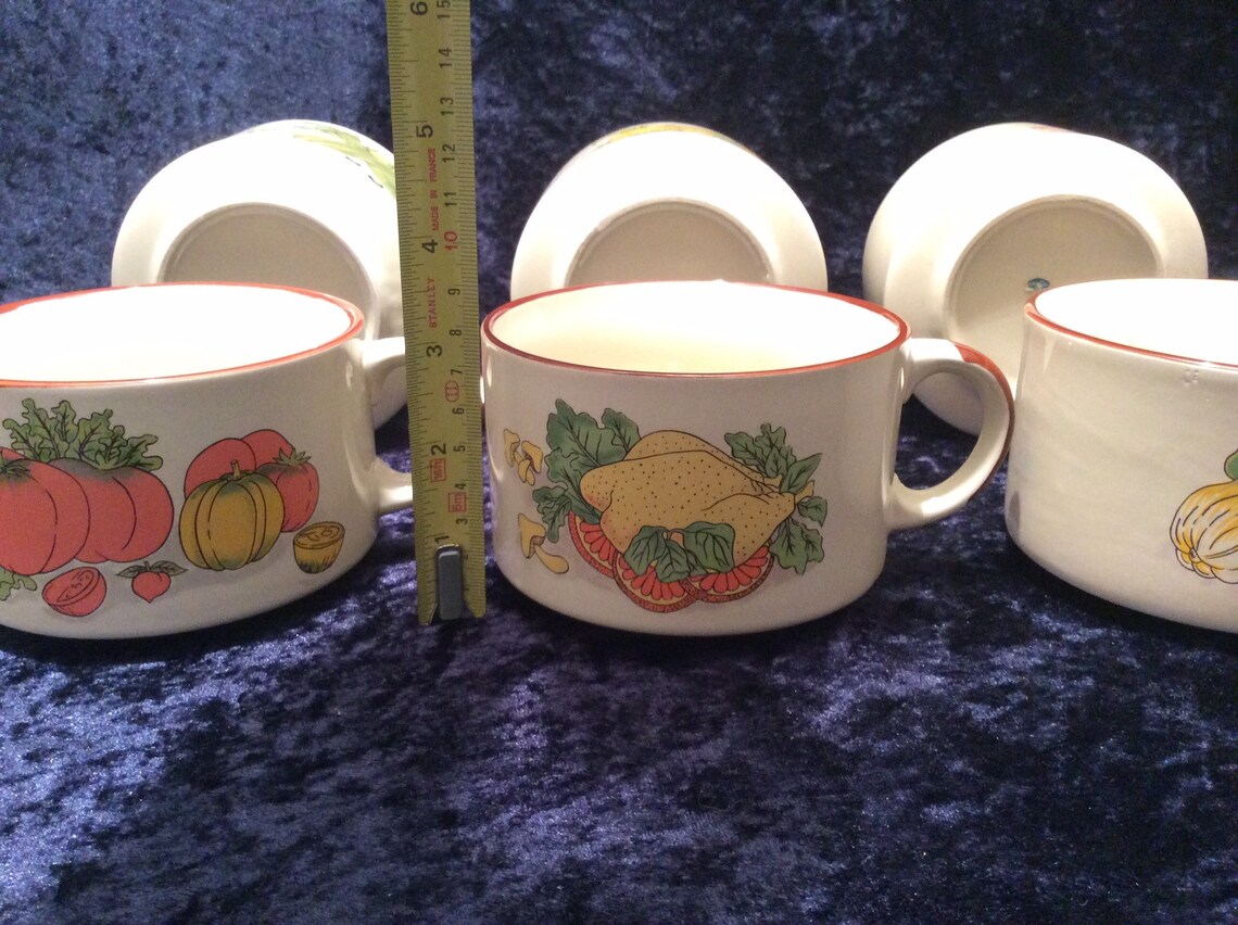 Complete set of 6 retro soup bowls with handles each one with Etsy