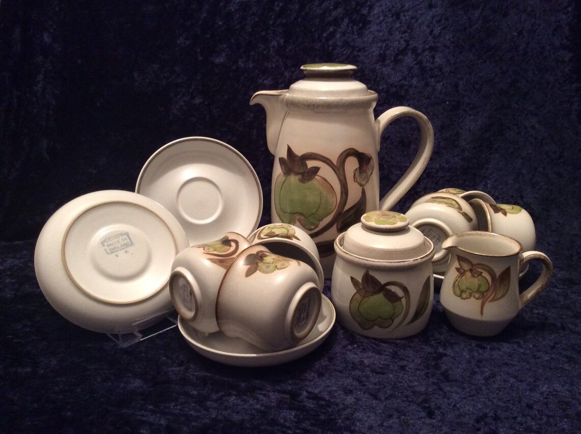 Denby Troubadour Coffee Pot Denby Troubadour Cups & Saucers Etsy