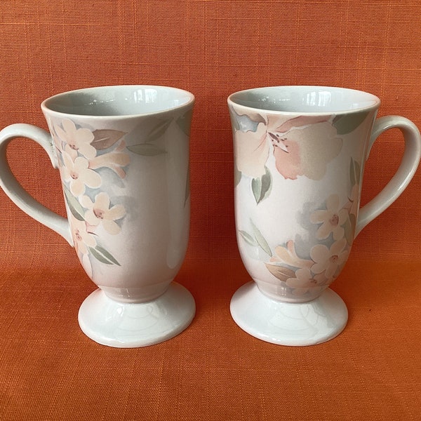 1980s Hornsea Ophelia mugs (sold as a pair/set of 2), 1980s Hornsea mugs, Hornsea Pottery England, retro Hornsea, floral coffee mugs