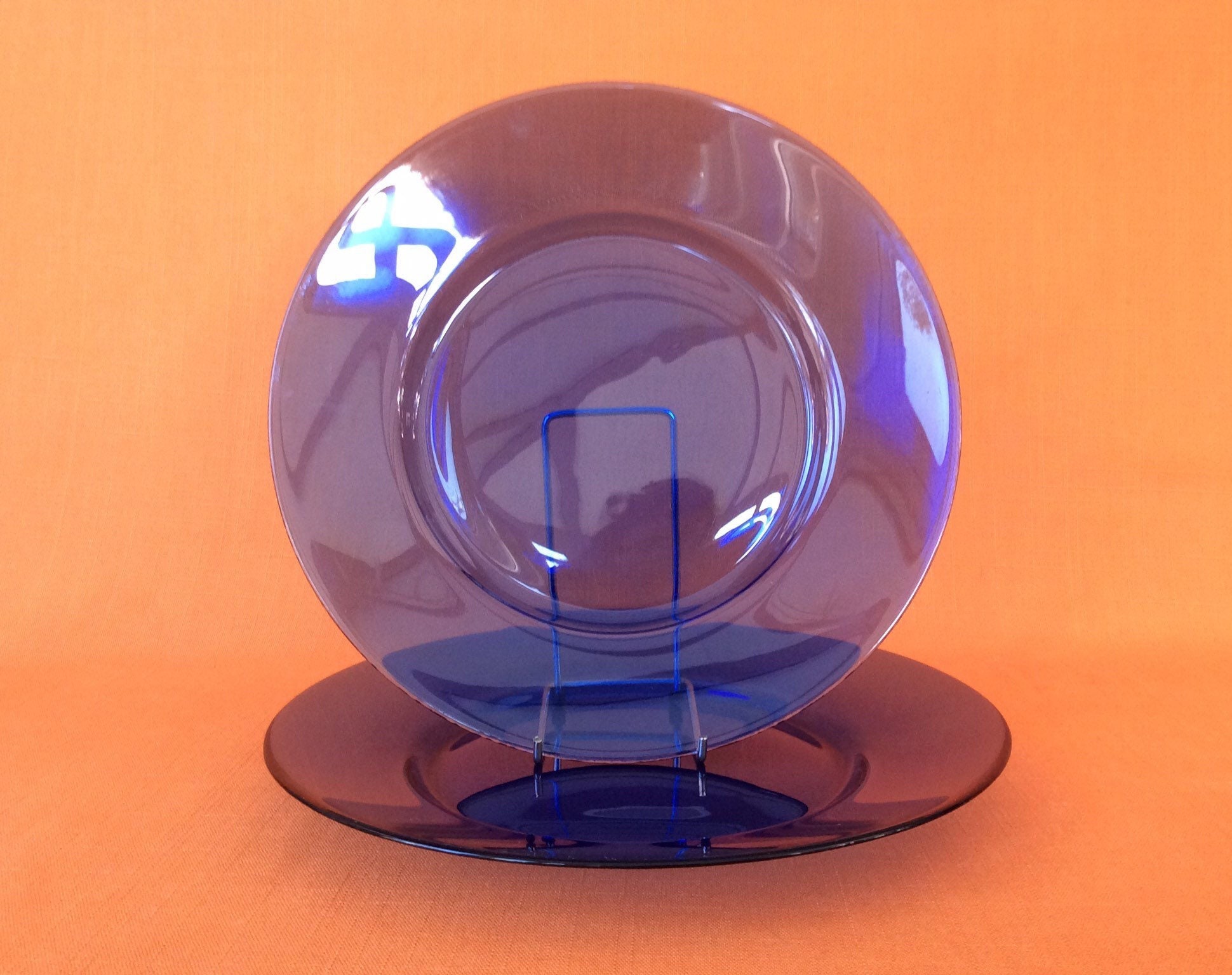 Set Of 2 Arcoroc Glass Dinner Plates In Lovely Cobalt Blue Etsy Australia