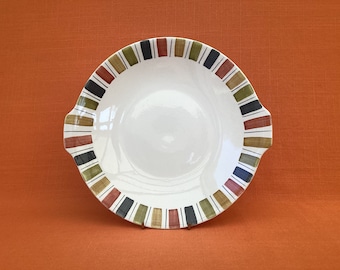 Assiette à gâteau Mexicana des années 60 : assiette de service à rayures rétro, Jessie Tait
