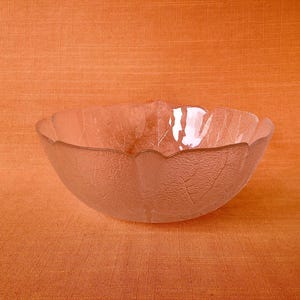 1970s Arcoroc Aspen Leaf design 9” textured glass bowl, Aspen Leaf fruit bowl, Aspen Leaf salad bowl, Arcoroc glass bowl