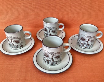 1970s Hornsea Cornrose Coffee Cups and Saucers (Pair)