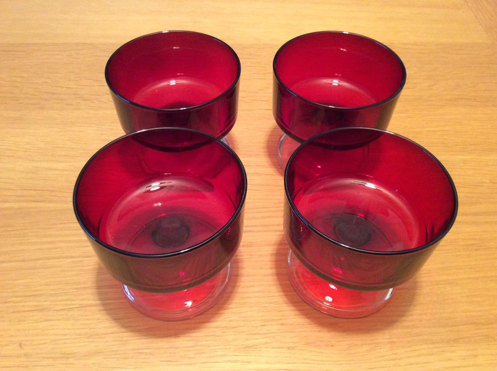 Set of 4 Retro Luminarc Red Glass Dessert Bowls/sundae Dishes Etsy
