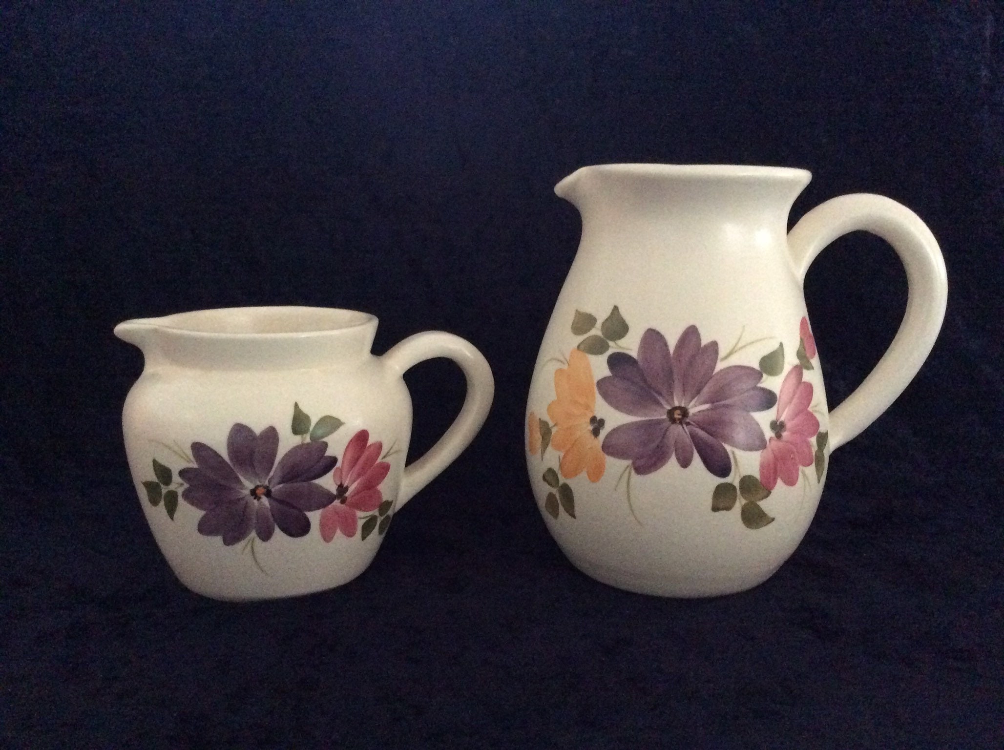Pair of Matching Floral Ceramic Jugs Matt Glaze Pair of Etsy UK