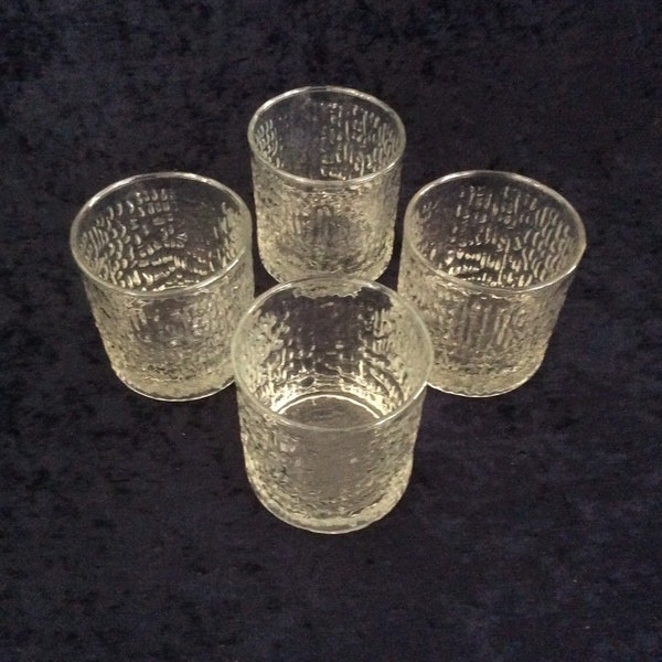 1970s Ravenhead Siesta tumblers (set of 2 or 4) 200ml size, textured glass, Ravenhead Siesta whisky glasses, Ravenhead glass, 1970s glasses