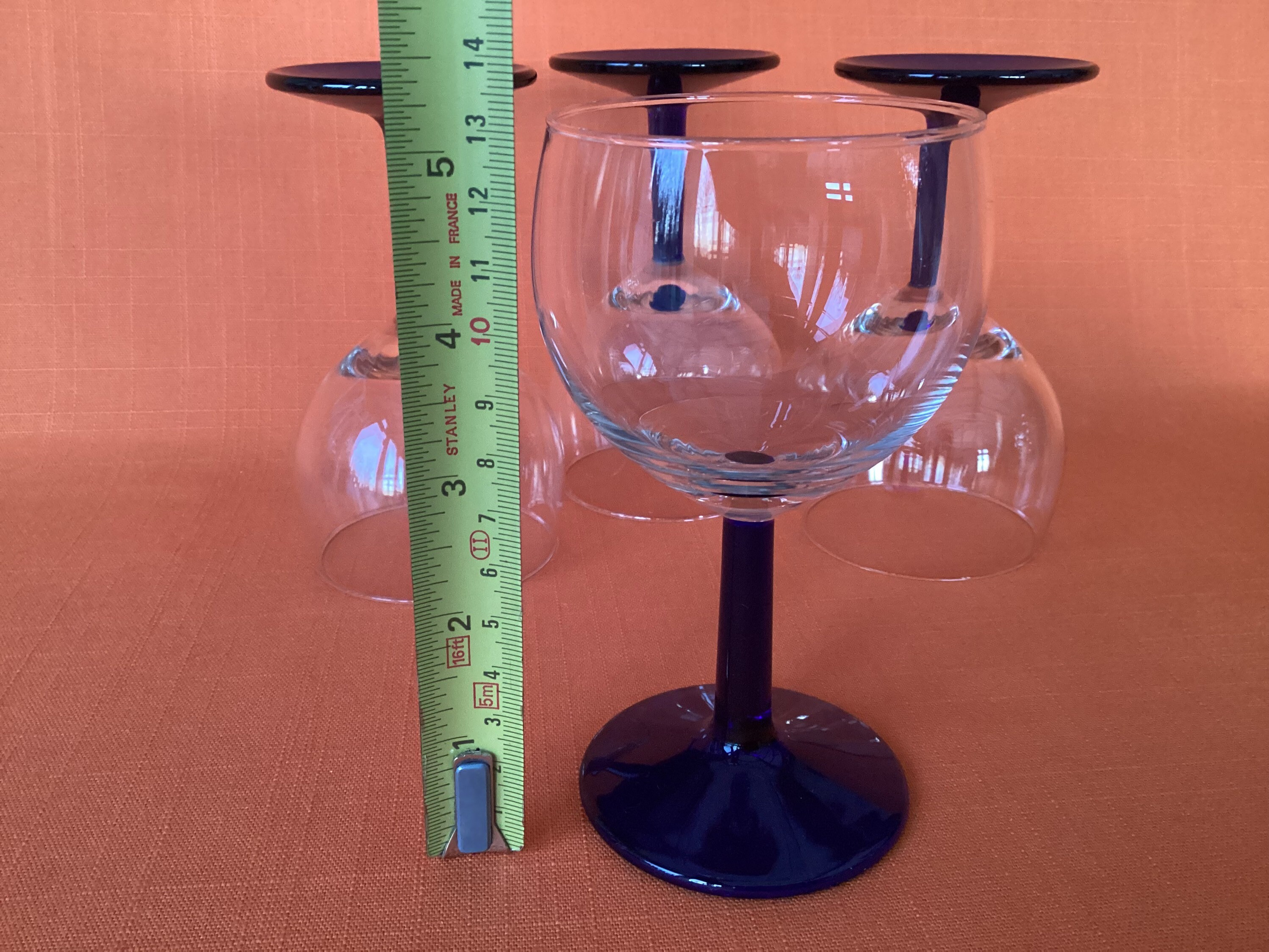 Lovely Set of 4 Luminarc Wine Glasses With Cobalt Blue Stems Etsy UK