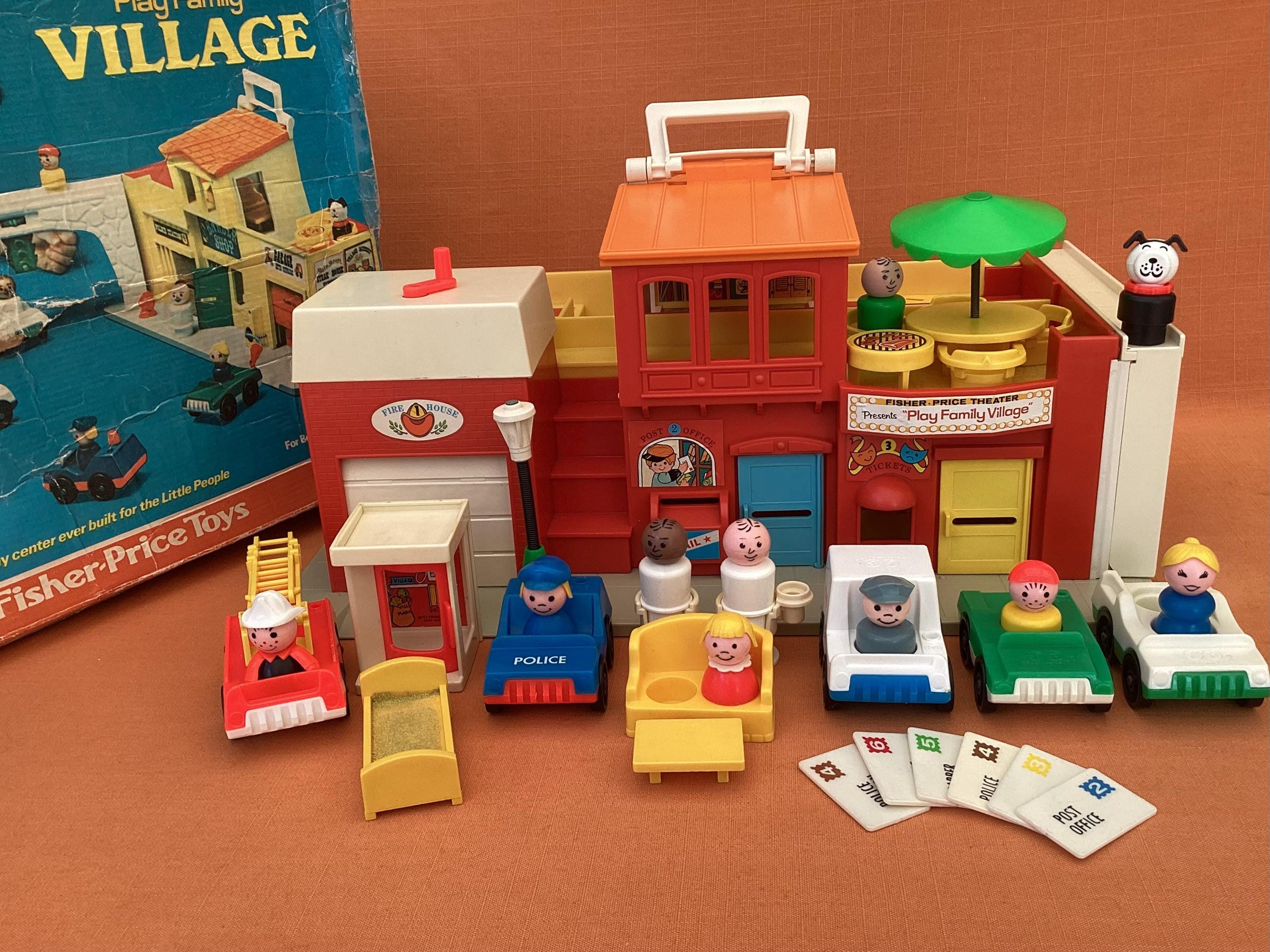 1970s Fisher Price Play Family Village, complete with original box and contents, Vintage Fisher Price Village, Fisher Price Little People