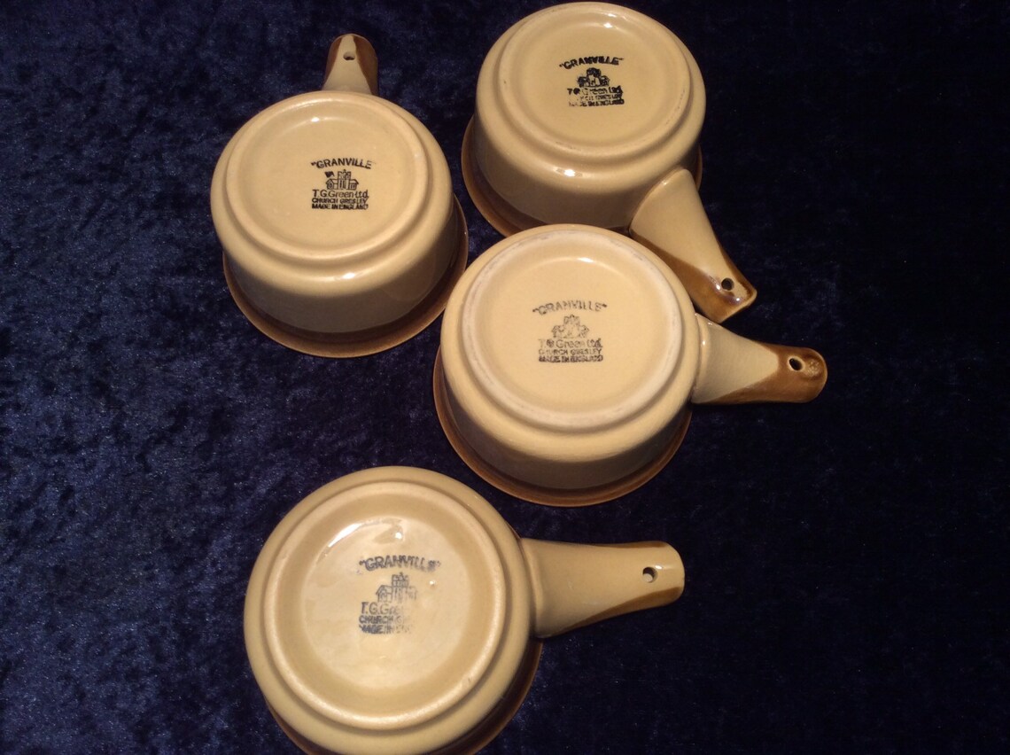 Set of 4 TG Green Granville soup bowls with handles Etsy