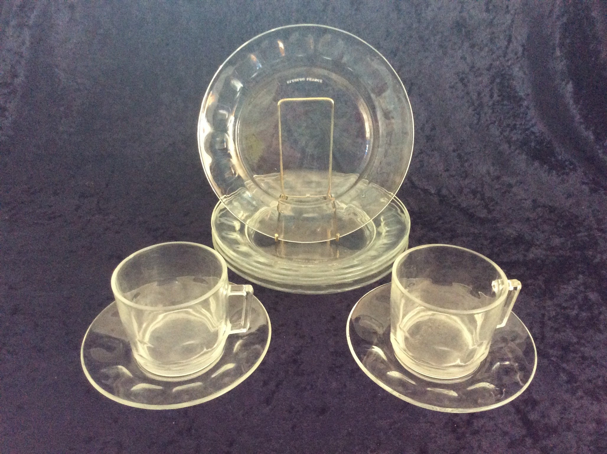 1970s Arcoroc Britannia Thumbprint Glass Cups Saucers 2 Etsy Singapore