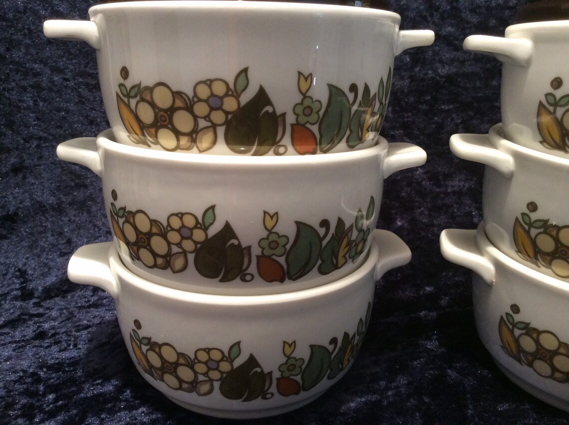 Lovely retro Royal Doulton Forest Flower soup bowls with lids Etsy