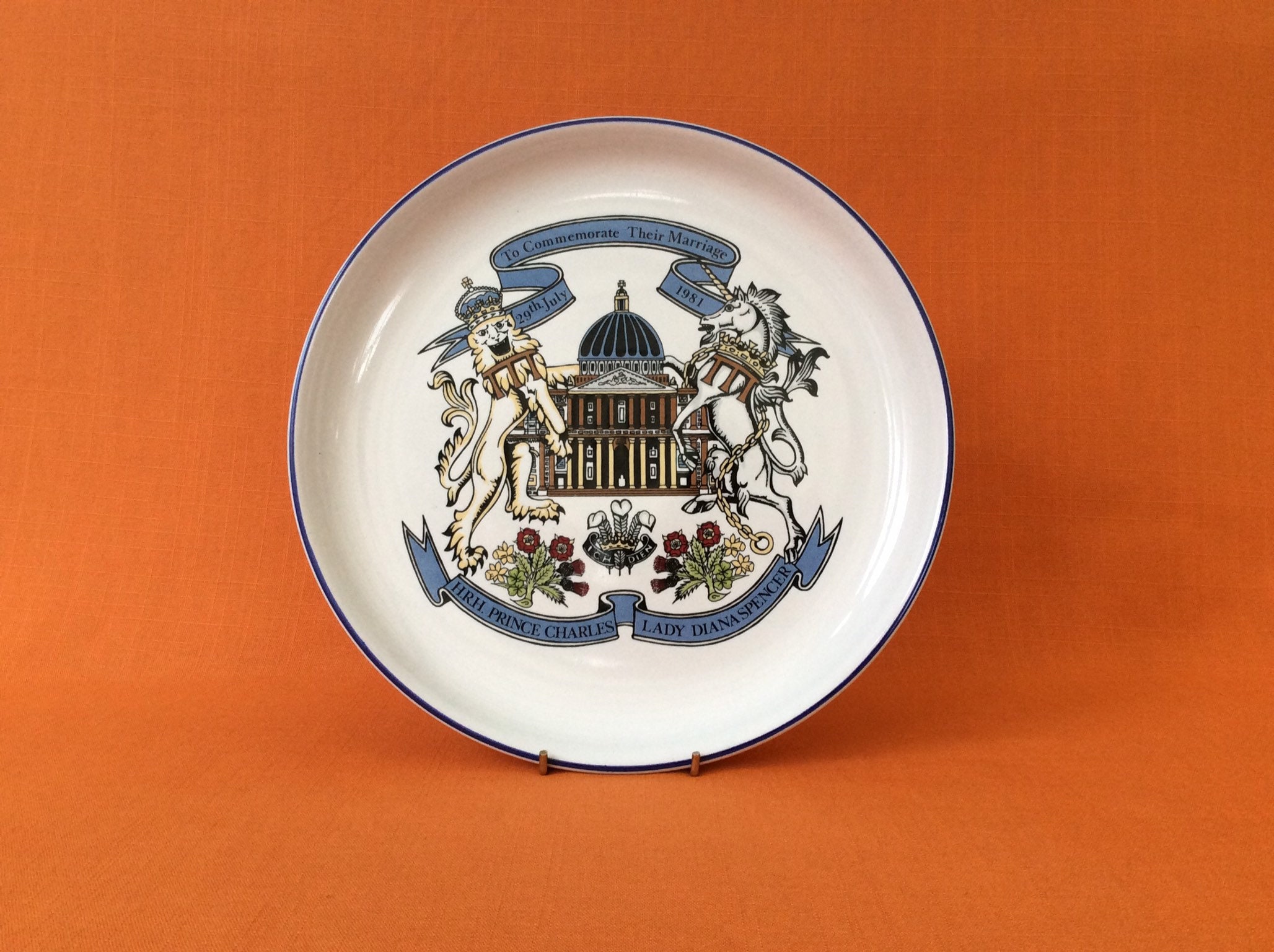 Denby 1981 Royal Wedding commemorative plate: HRH Prince Charles and Lady Diana Spencer, Denby collectables, Denby Royal Wedding plate