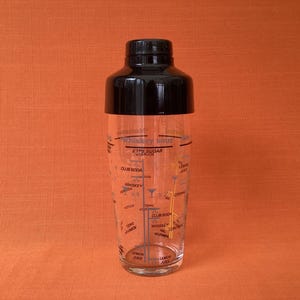 Retro Arcoroc Cocktail Shaker, Recipes & Measures, 1980s Home Bar