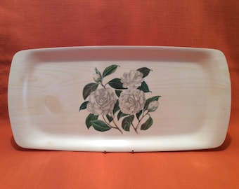 Vintage Thetford Melamine Drinks Tray: Retro Floral Design (17.5")