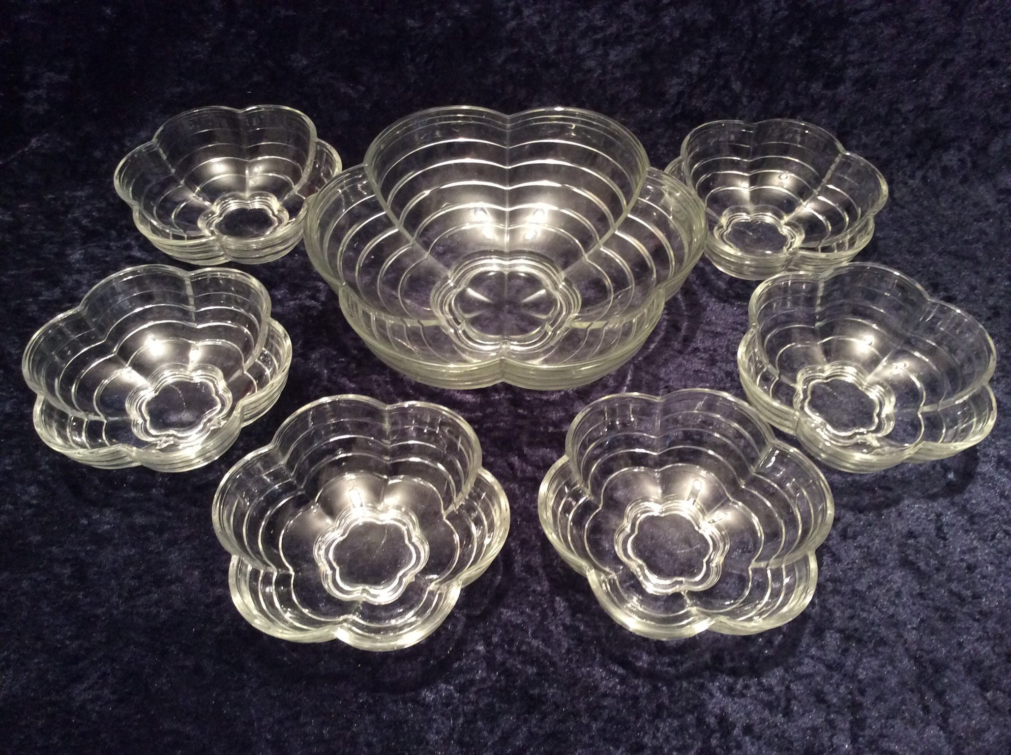 1950s Set Glass Dessert Bowls Large 8 Glass Fruit Bowl - Etsy
